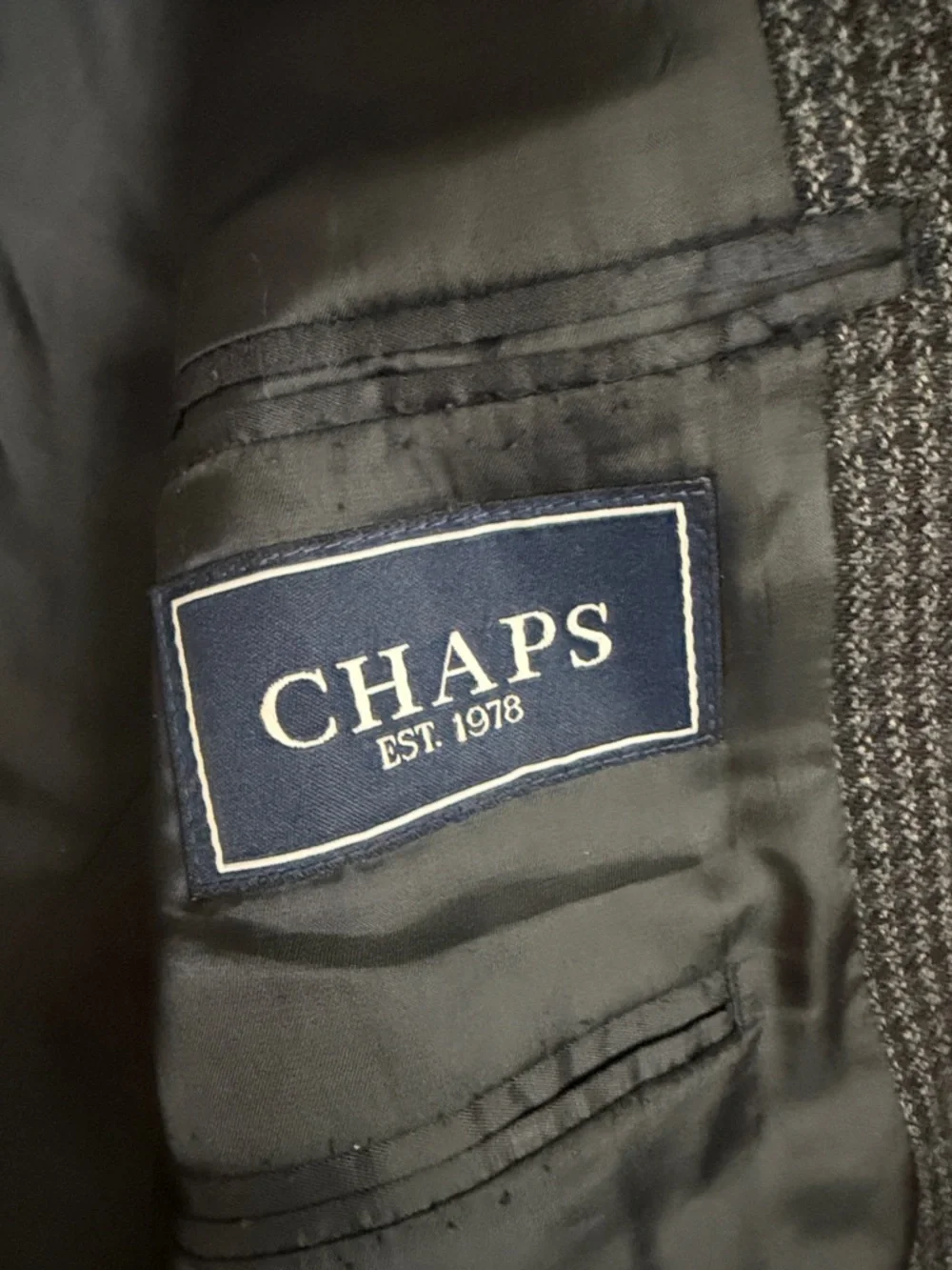 Chaps Wool 48L Men's Navy Bluish-Gray Check Sport Coat